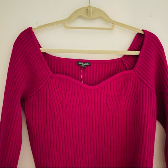 *DONATED* WF NWT Plum Purple Ribbed Sweetheart Neck Long Sleeve Sweater Top - Picture 6 of 14